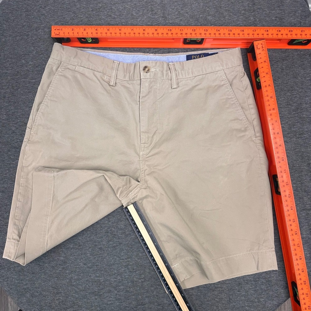 Polo Ralph Lauren Classic Fit 9" Shorts Khaki Flat Front Chino Casual Size 34 - Picture 4 of 9